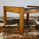 Coffee table in wood and smoked glass