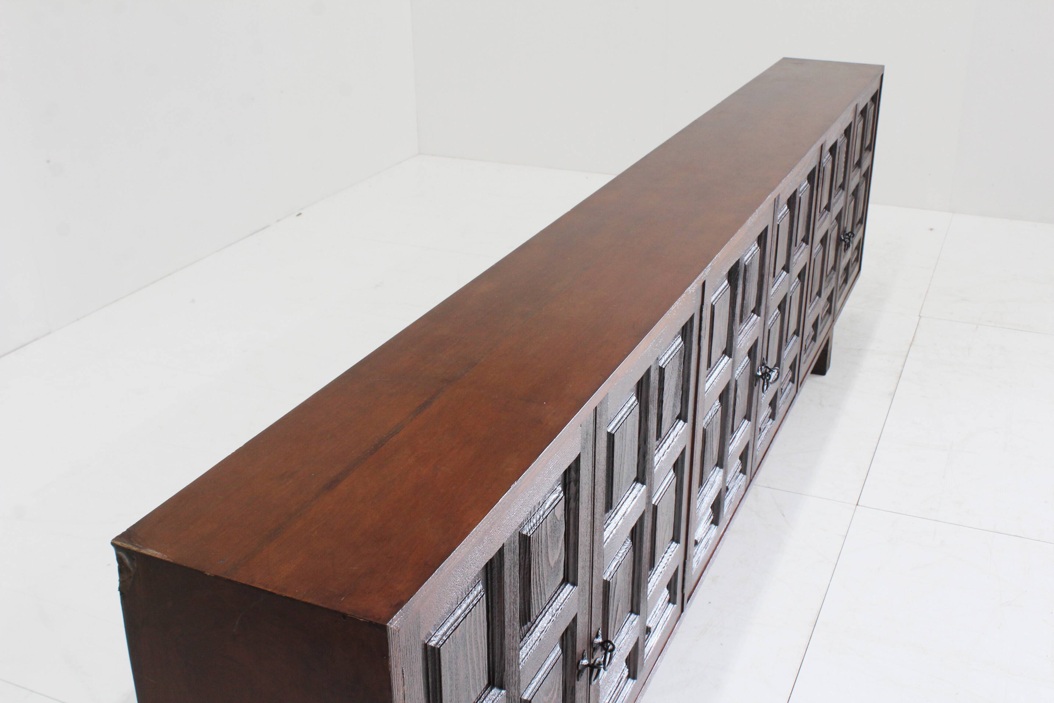 Vintage large Spanish brutalist sideboard 1970s