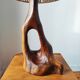 Brutalist olive wood lamp – Unique piece – 1950s