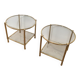 Pair of round brass side tables
