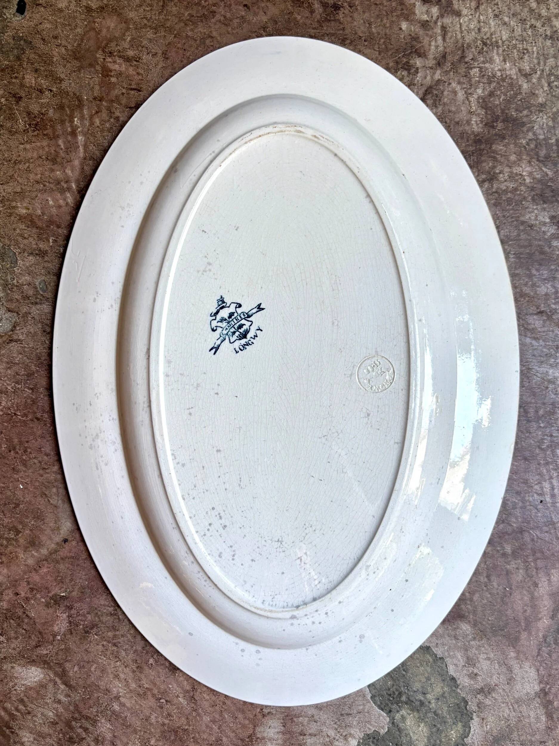 Oval dish Longwy in blue earthenware, service "Chartres"