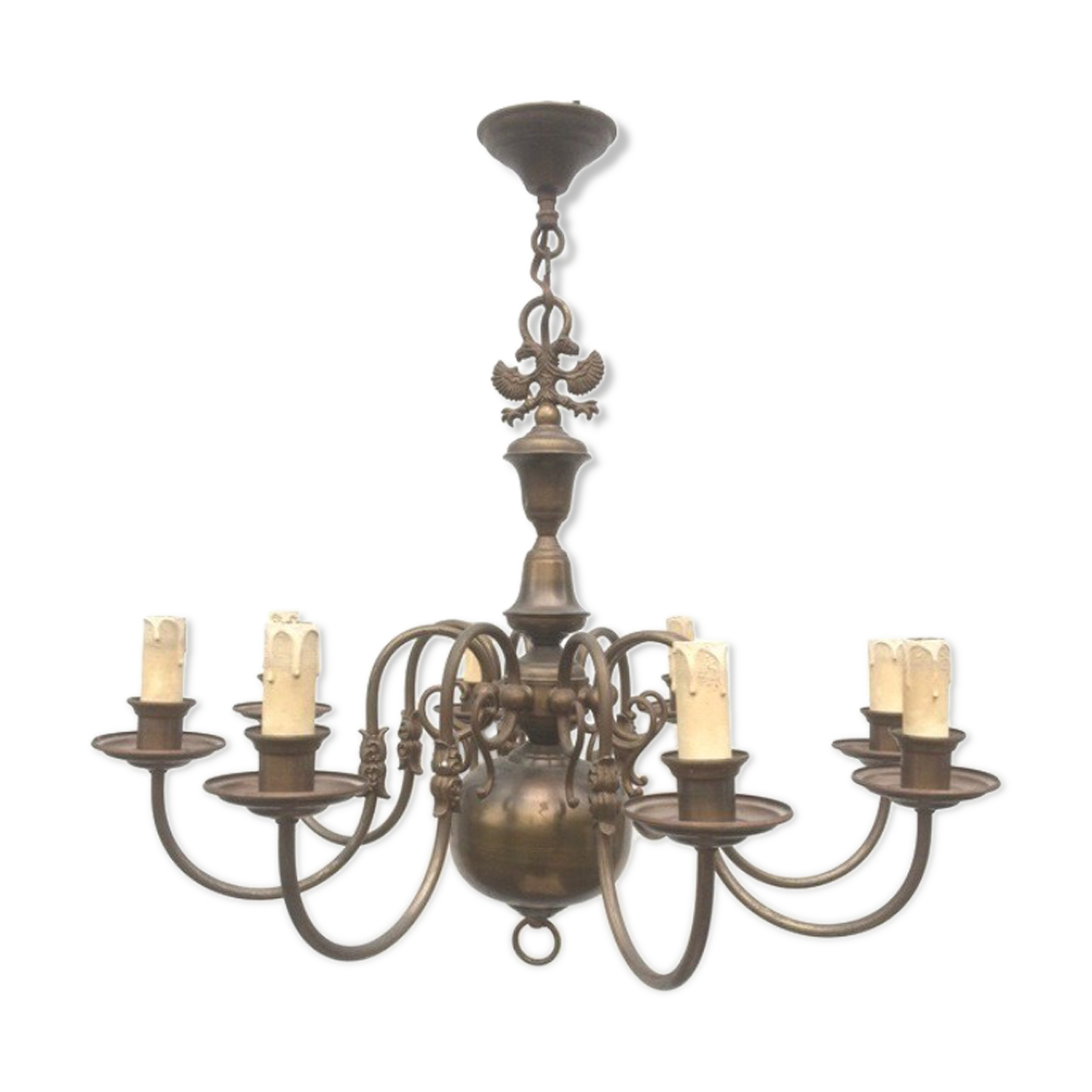 Ancient Dutch style chandelier with 8 arms