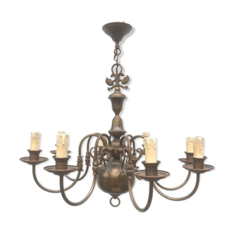 Ancient Dutch style chandelier with 8 arms