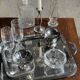Small engraved silver metal tray L22