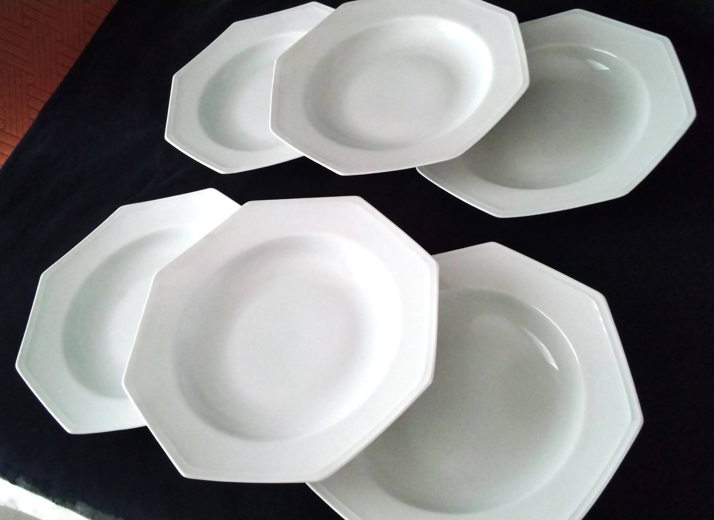 6 white Limoges porcelain deep plates