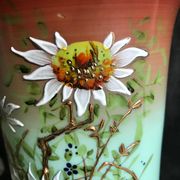 Vase Napoleon lll green opaline enamelled and gilded with fine gold