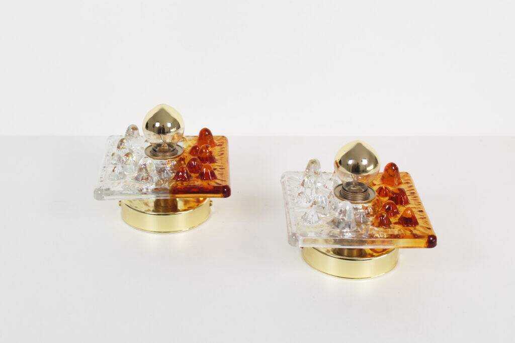 Set (2) of 1970s Murano glass wall sconces by AV Mazzega