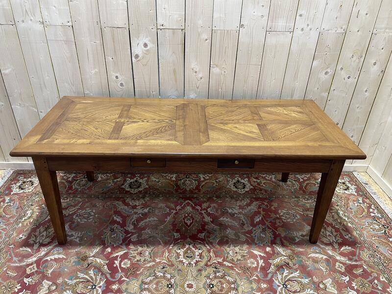Table de ferme en chêne parqueté