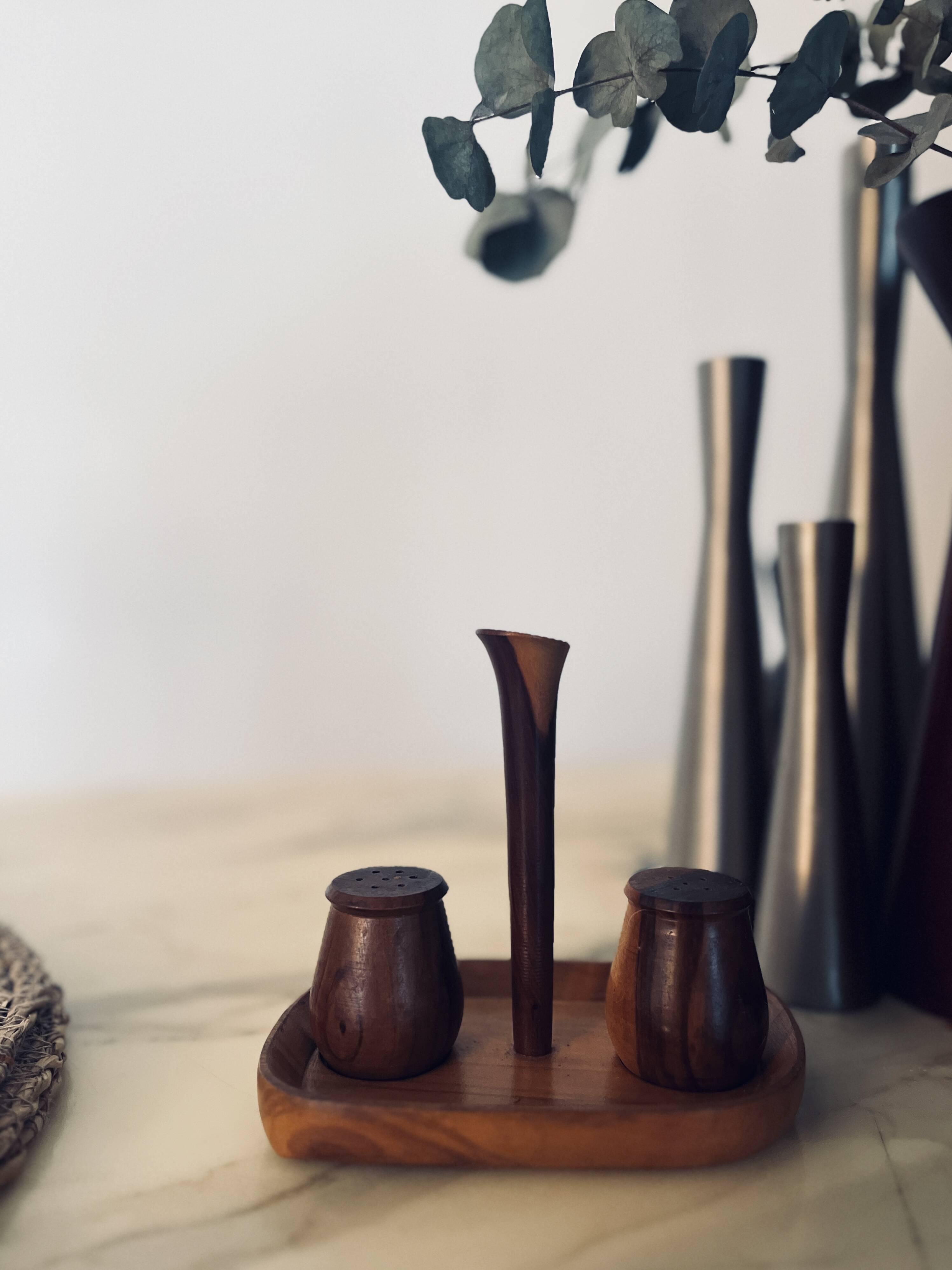 Scandinavian teak wood salt and pepper shaker set, 1950