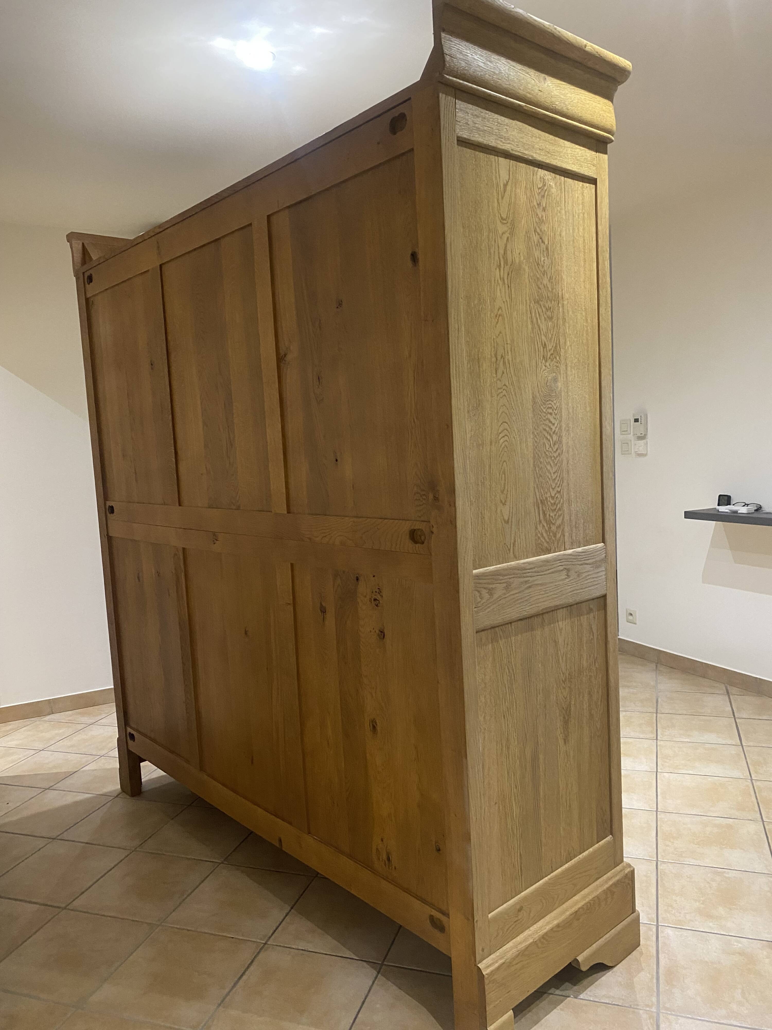 3-door solid oak wardrobe, detachable, sandblasted, wardrobe/lingerie.