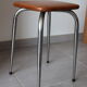 Chromed metal stool and brown skai 70s