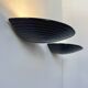 Pair of vintage black porcelain wall lights, Italy, 1970.
