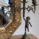 Set of 3 antique three-branch candelabras with cherubs and bronze patina.