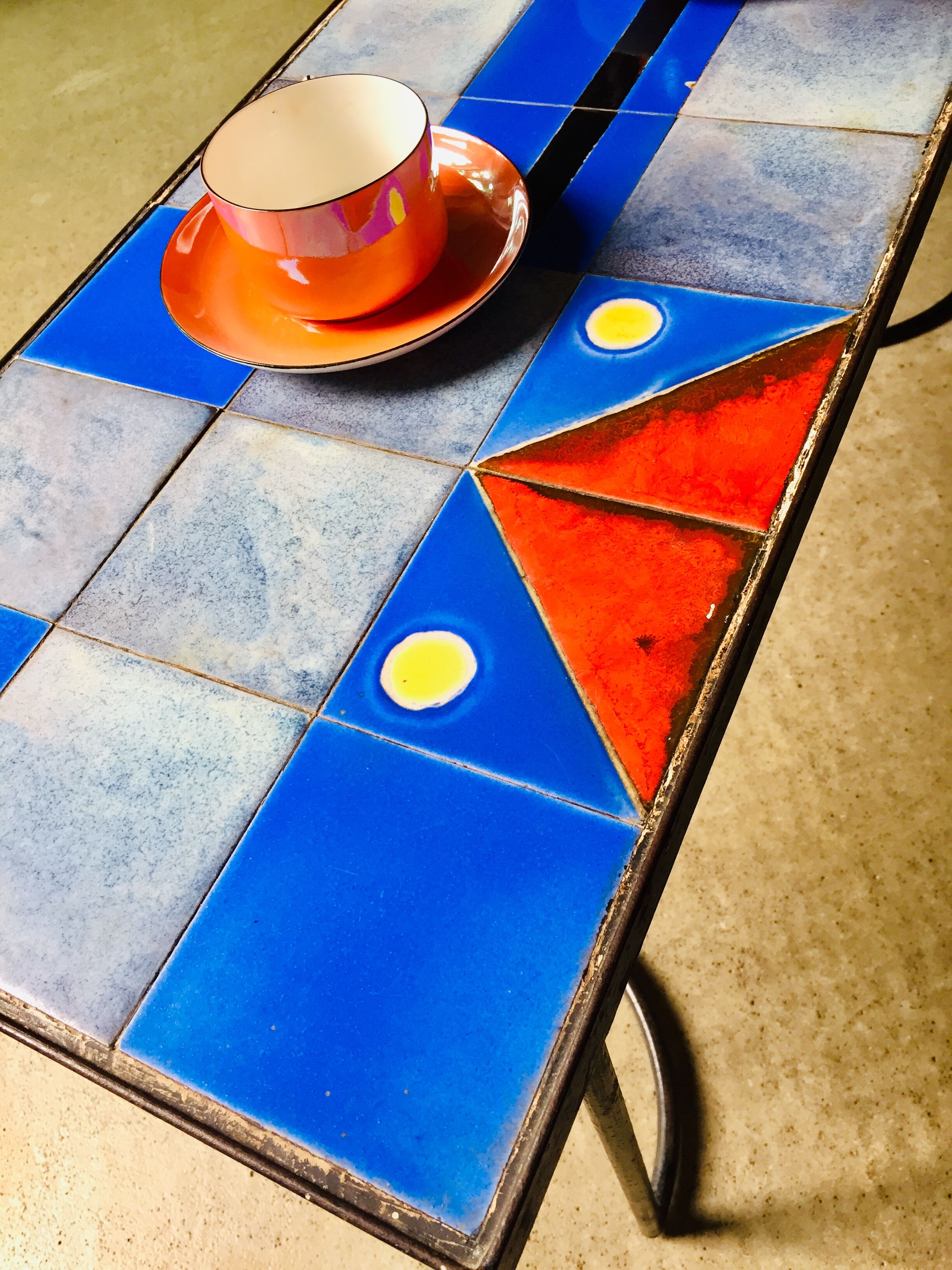 Ceramic coffee table signed