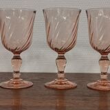 Set of 5 pink twisted water glasses "Rosaline" Luminarc France