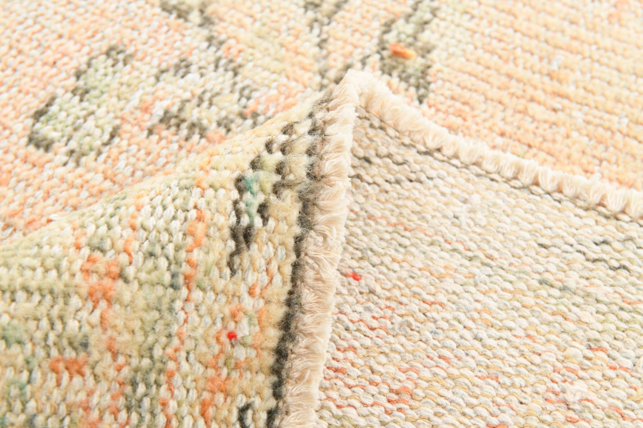 Blush Pink & Sage Green Oushak Vintage Rug For Living Room, 166x266 Cm