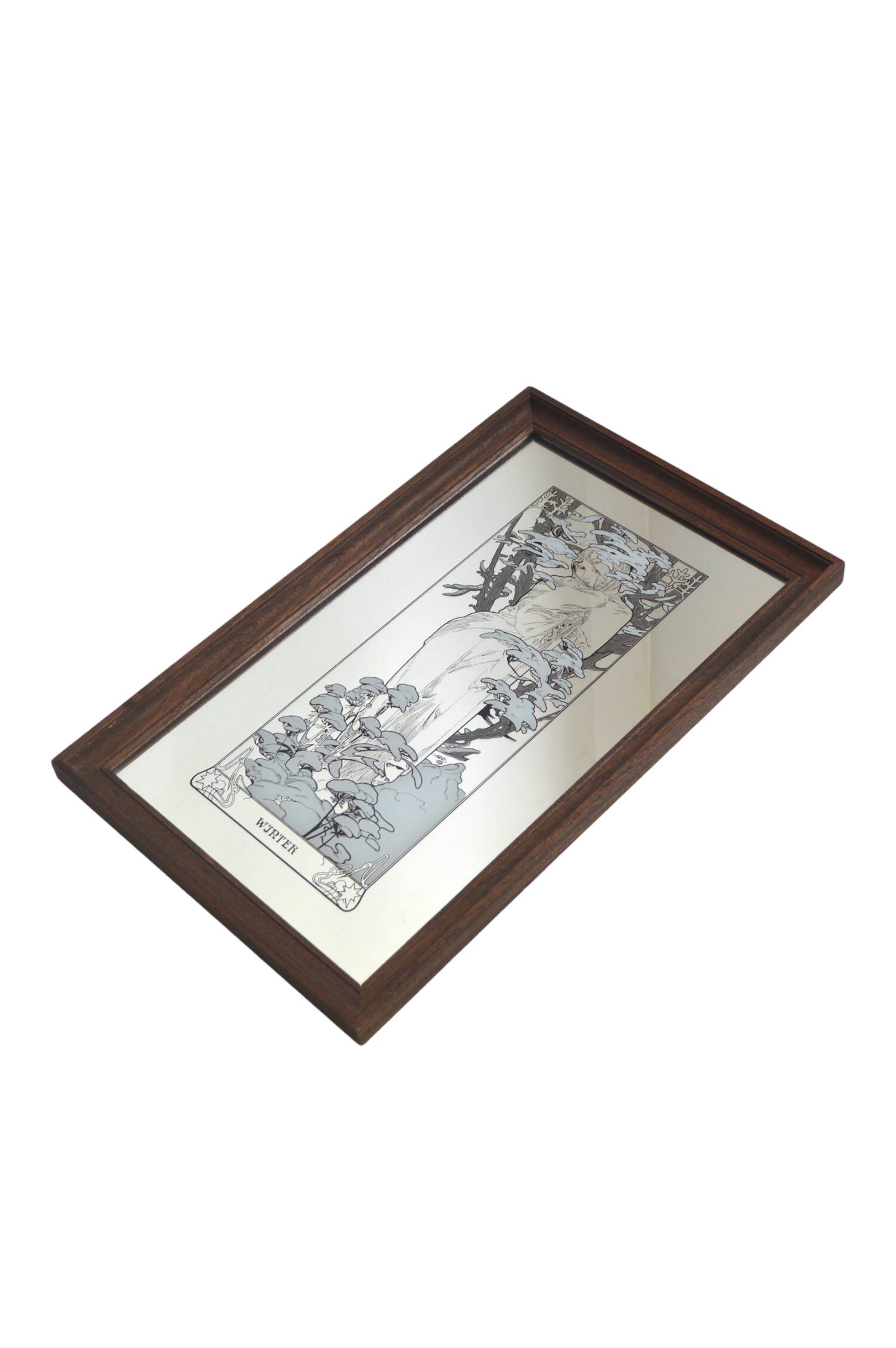 Winter mirror 70s Art Nouveau style after Alfons Mucha