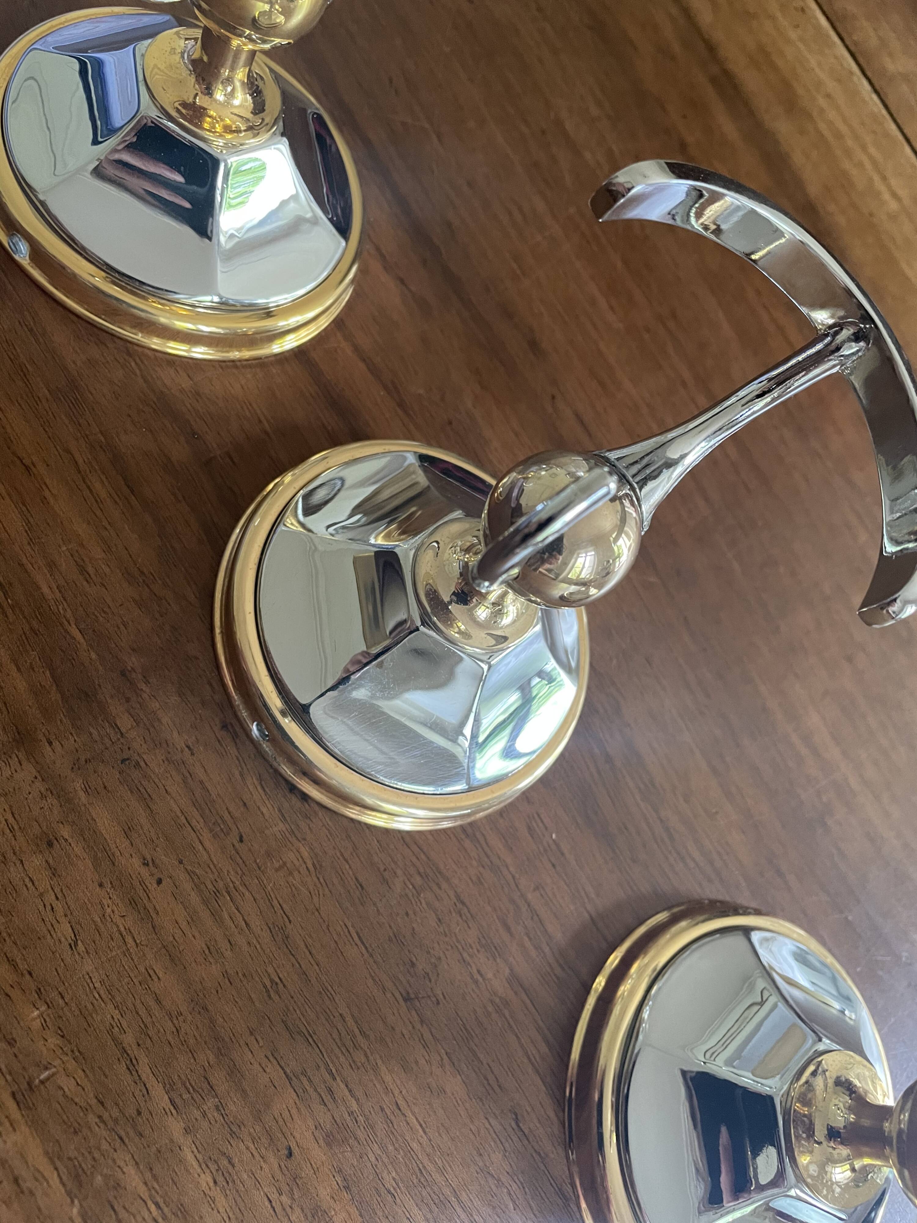 Chrome and gold metal coat rack