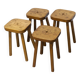 Set of 4 brutalist stools, handcrafted, 1960, flower.