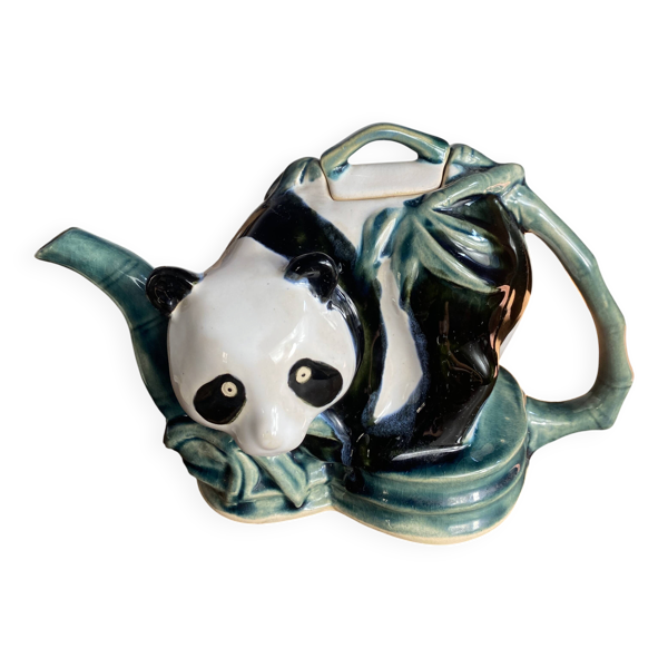 Théière panda et anse bambou en céramique