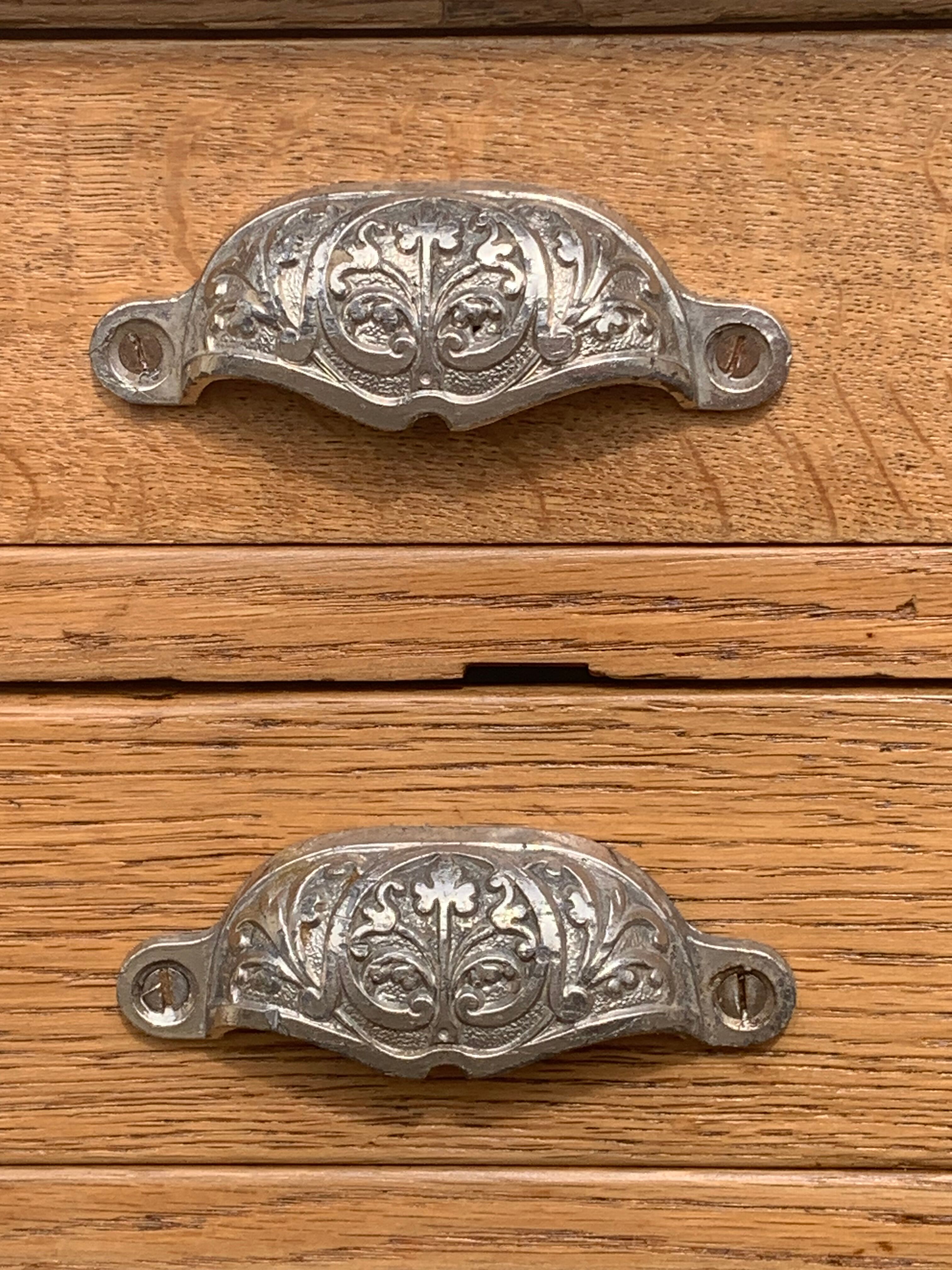 Solid desk in raw oak handles art deco shells