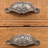 Solid desk in raw oak handles art deco shells