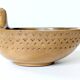 Hand-carved olive wood bowl, vintage Yugoslavian craftsmanship