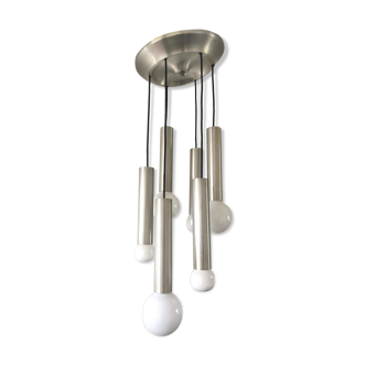 Suspension cascade tube 6 lumières design années 70