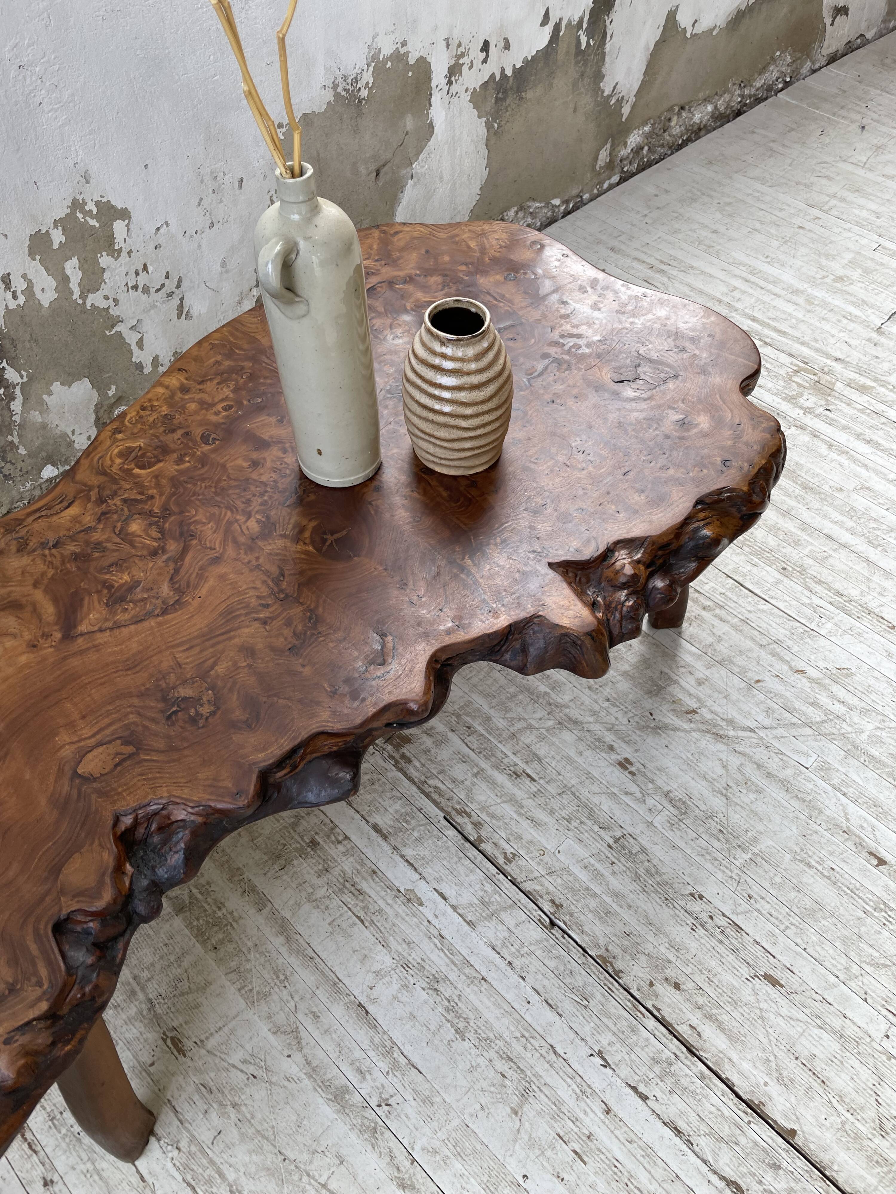 Solid free-form elm coffee table