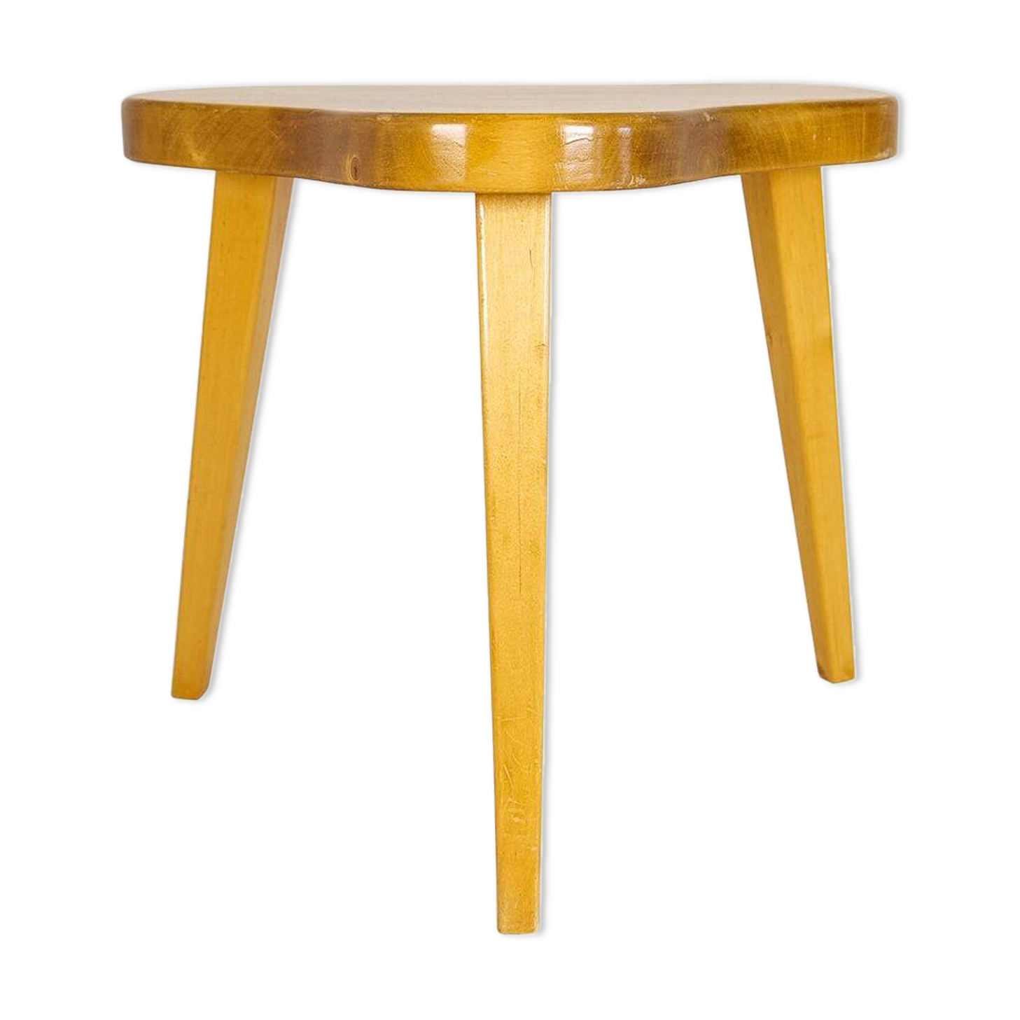 Modern Swedish Scandinavian stool in lacquered birch, 1970s.