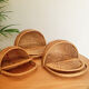 Set of 3 rattan baskets, with lid