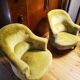 Pair of original tapestry velvet toad armchairs