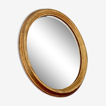 Gilded oval mirror 35 x 28 cm