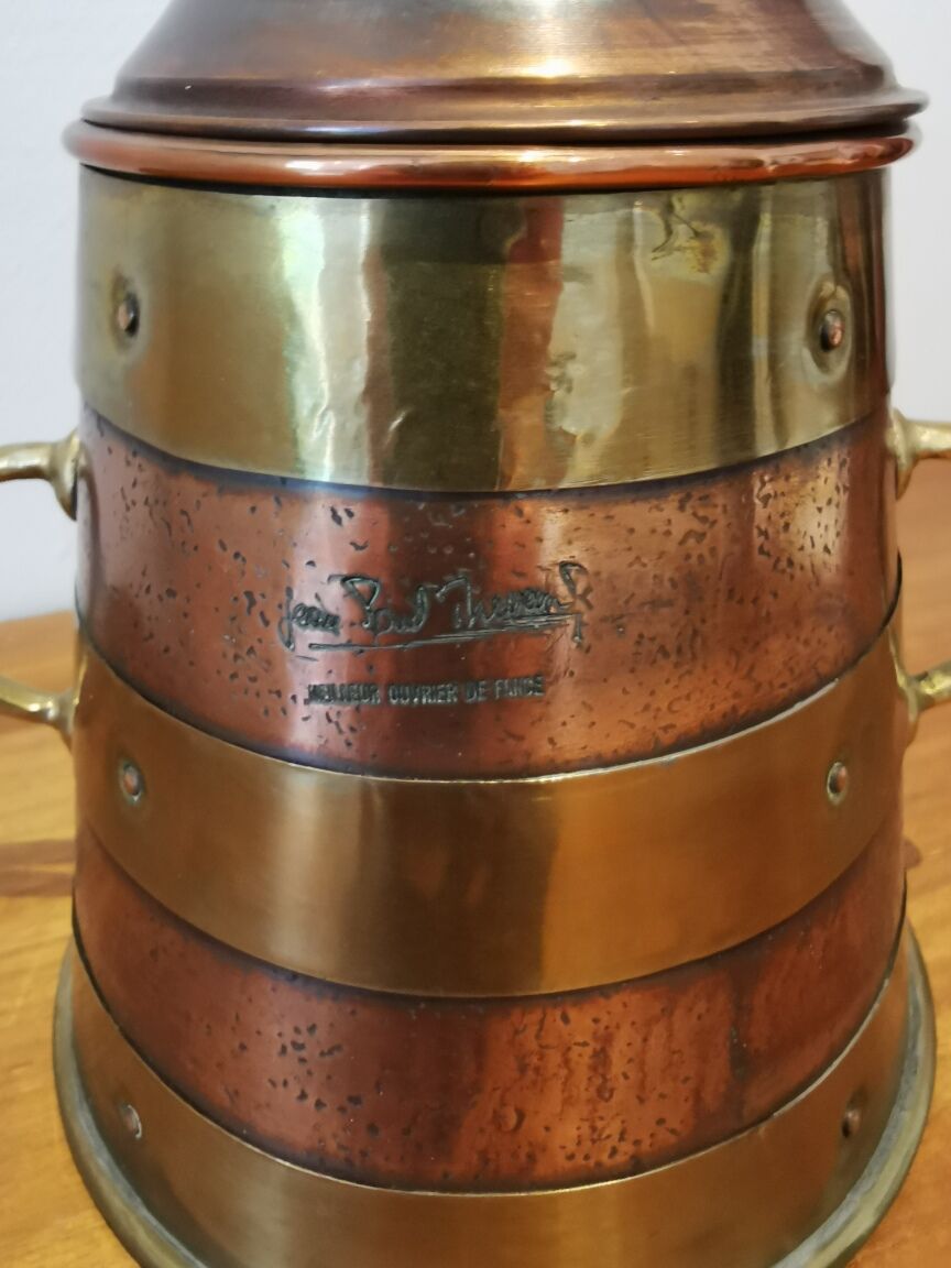 Copper and brass pot Jean Paul Thévenot