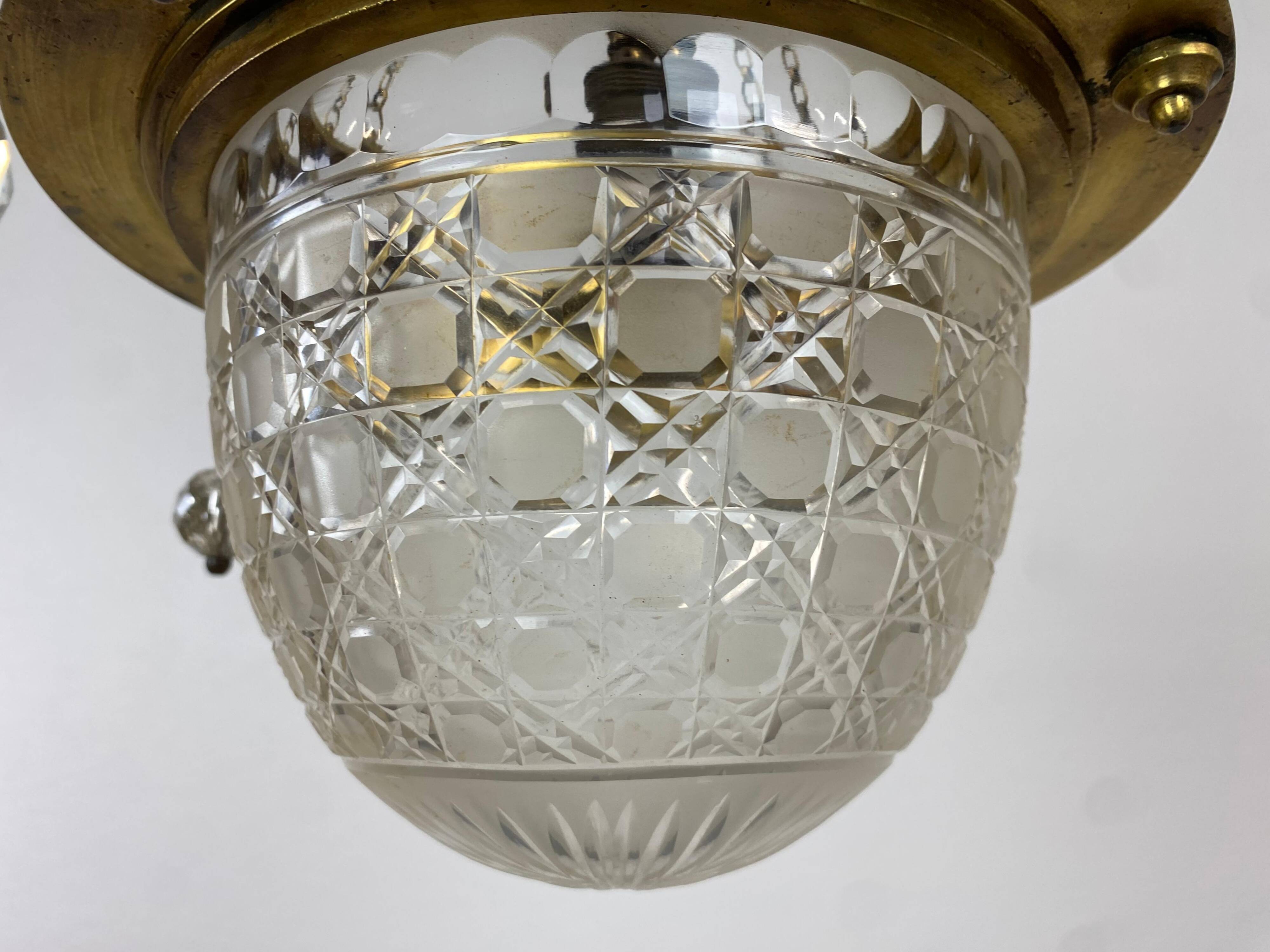 Suspended brass art from the Vienna Secession by Kolo Moser.