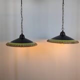 80's Concept Glass Italian Pendant Lights, Vintage Design Pair