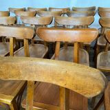 Series of 24 chairs bistrot wood curved 1960