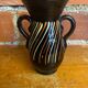 Vase with dwarf handles, black ceramic, vintage decor