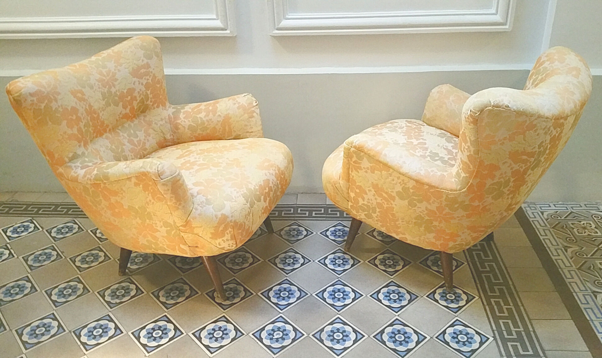 Pair of chairs design organic vintage 50s 60s