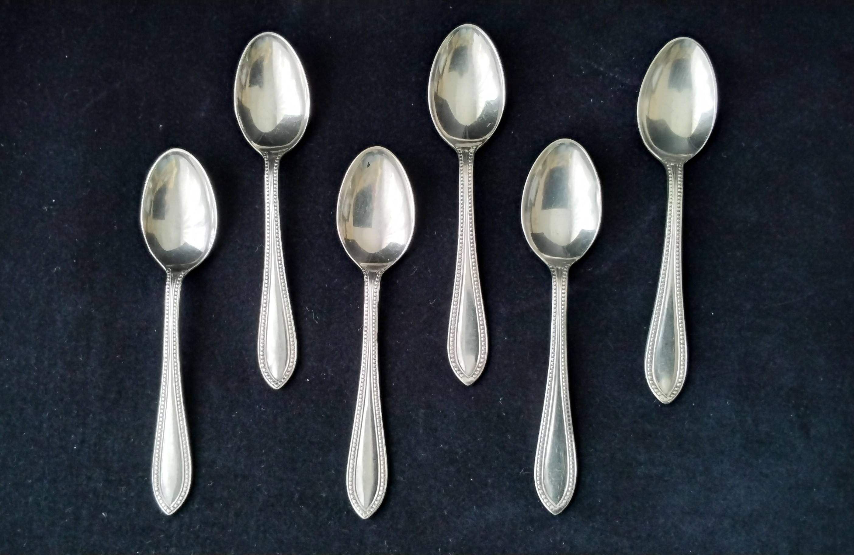 6 silver-plated metal mocha spoons English EPNS