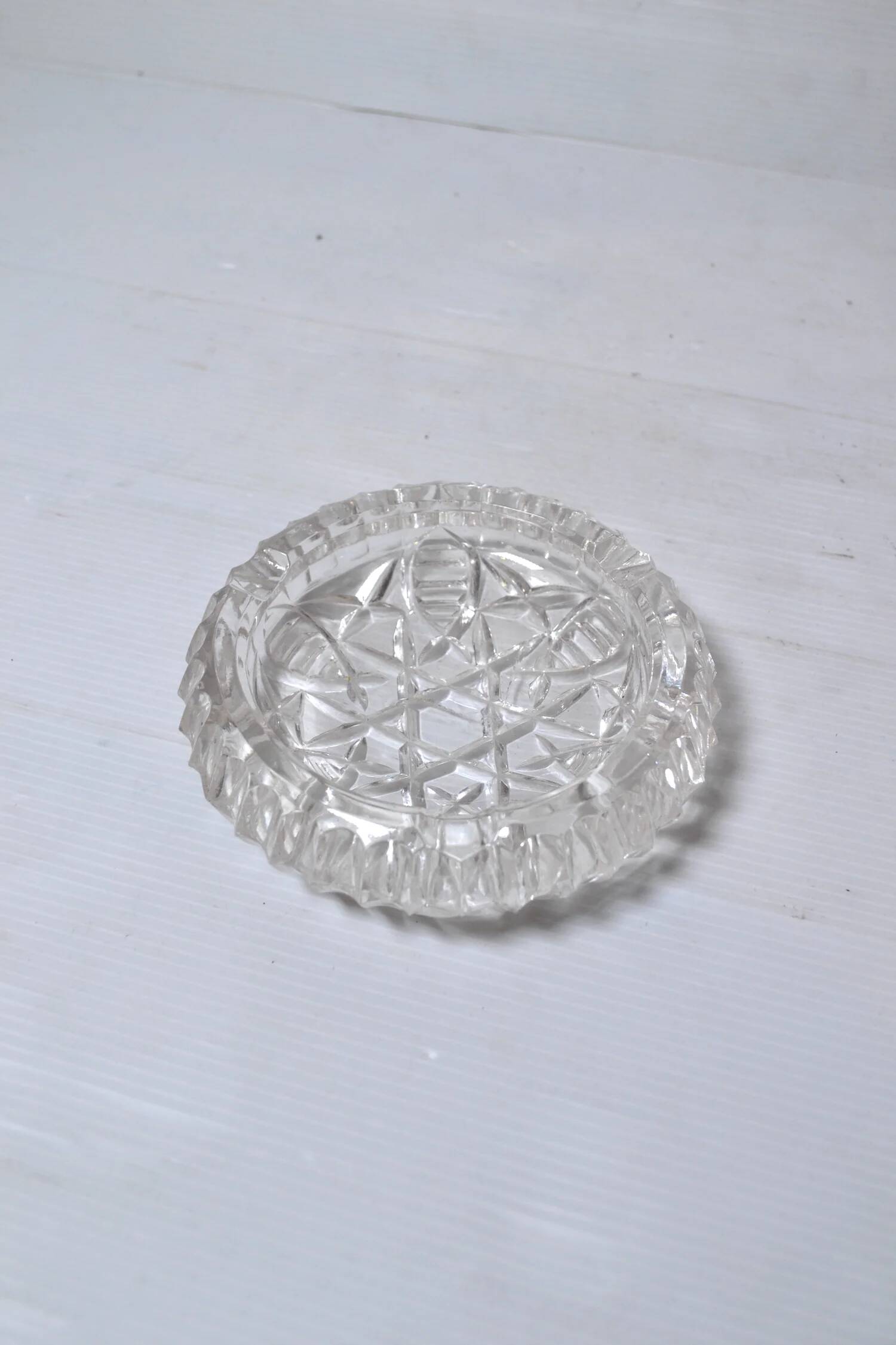 Antique chiseled glass ashtray