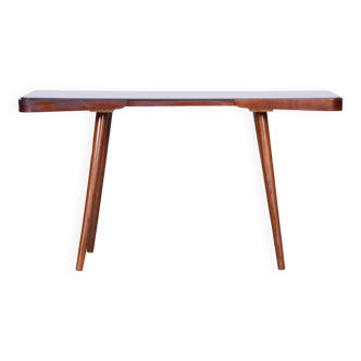 Original MidCentury Beech Coffee Table, Opaxit Glass, Interier Praha, Czechia