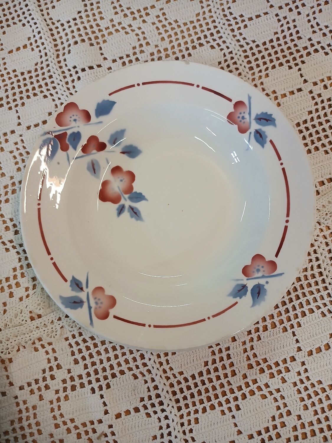 6 mismatched antique soup plates