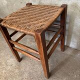 Antique Perriand style rattan cane stool