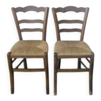 Pair of rush-seated chairs