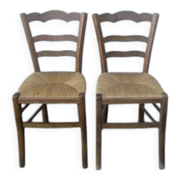 Paire de chaises paillées
