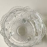 Large Bonbonniere/Drageoir in Bohemian crystal. Frosted floral motifs, diamond tip. Boho chic