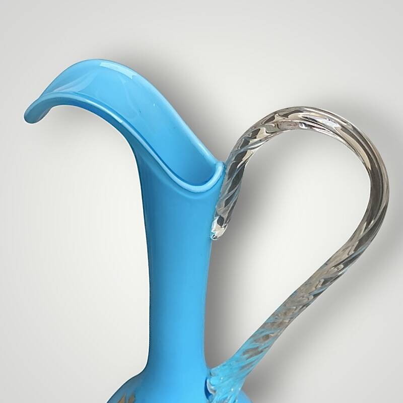 Antique turquoise opaline pitcher vase from Versailles – 1960s