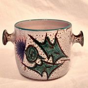 Cache-pot, Vase, Pot couvert, Vallauris motif « Aux Chardons » par E.Danie
