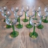 Set of 10 Alsatian wine glasses (+ 1 free), engraved with “bunch of grapes” decor